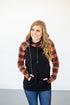 Orange and Black Plaid Women's Double Hooded Sweatshirt