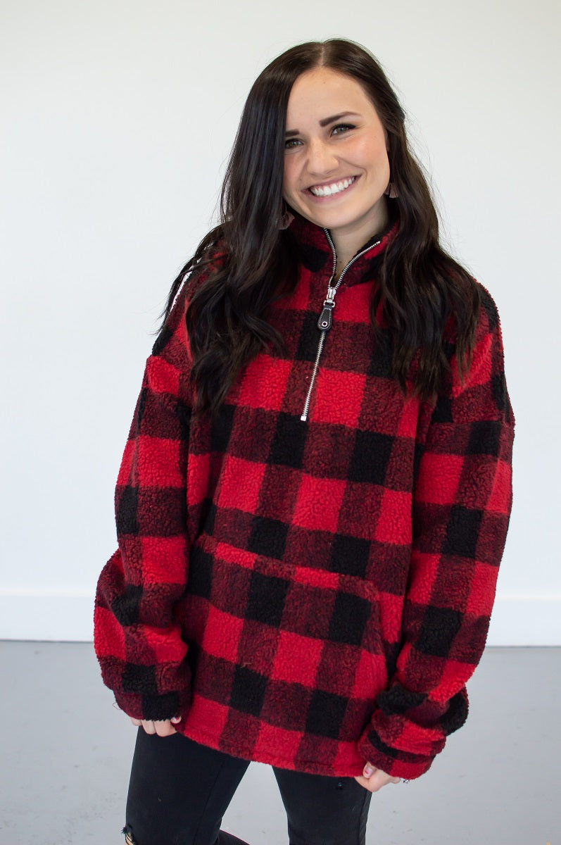 Sherpa pullover outlet plaid